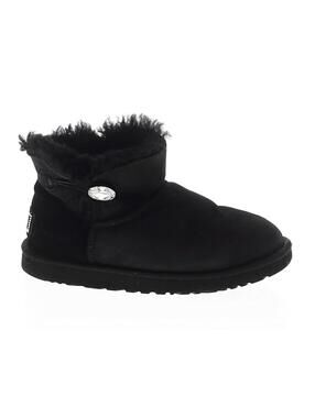 UGG Womens Black Boots Size 8 Mini Bailey Button Short Bling Swarovski Button